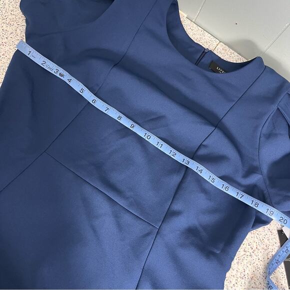NWT Liverpool Tulip Sleeve Sheath Dress Navy Blue Women’s 10 - Picture 9 of 15